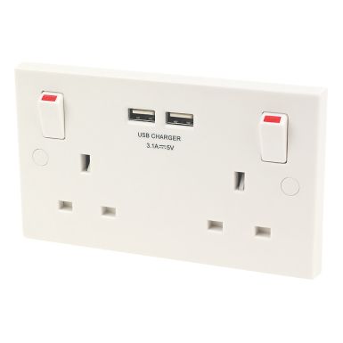 Installation of 2 double sockets with USB
