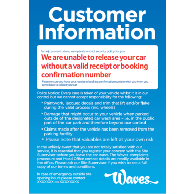 Customer info - 5mm Foamex - A3